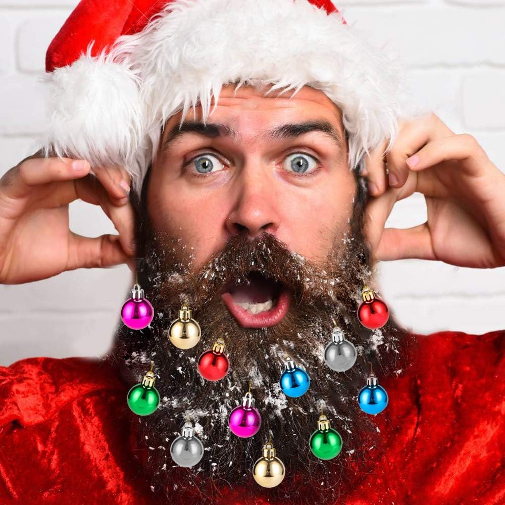 Beard Ornaments, 12pc Colorful Beard Ornaments Christmas Facial Hair Baubles Clips for Men Holiday Decoration