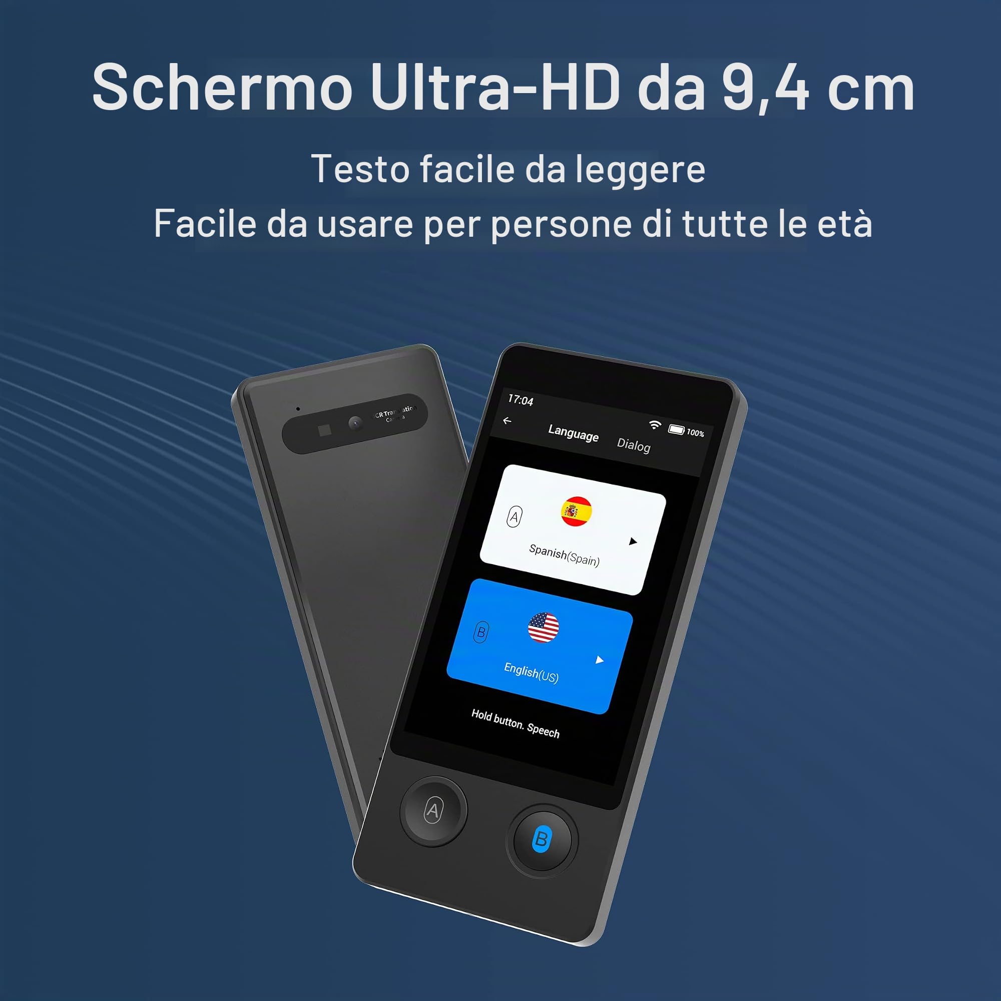 ANFIER Dispositivo per traduttore di lingue 144 lingue e accenti con touchscreen da 3,7 pollici [Traduttore intelligente di ultima generazione-W12] Dispositivo per traduttore di immagini