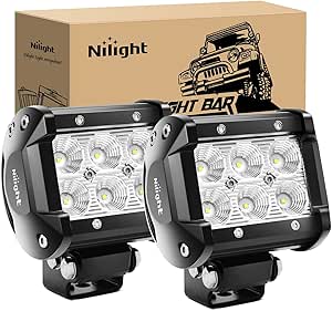 Nilight Led Pods 2Pcs 18W 1260LM Flood Led Off Road Lights Super Bright Driving Fog Boat Lights Led Work Light Bar for Trucks Pickup Golf Cart SUV ATV UTV 4x4 Van Camper