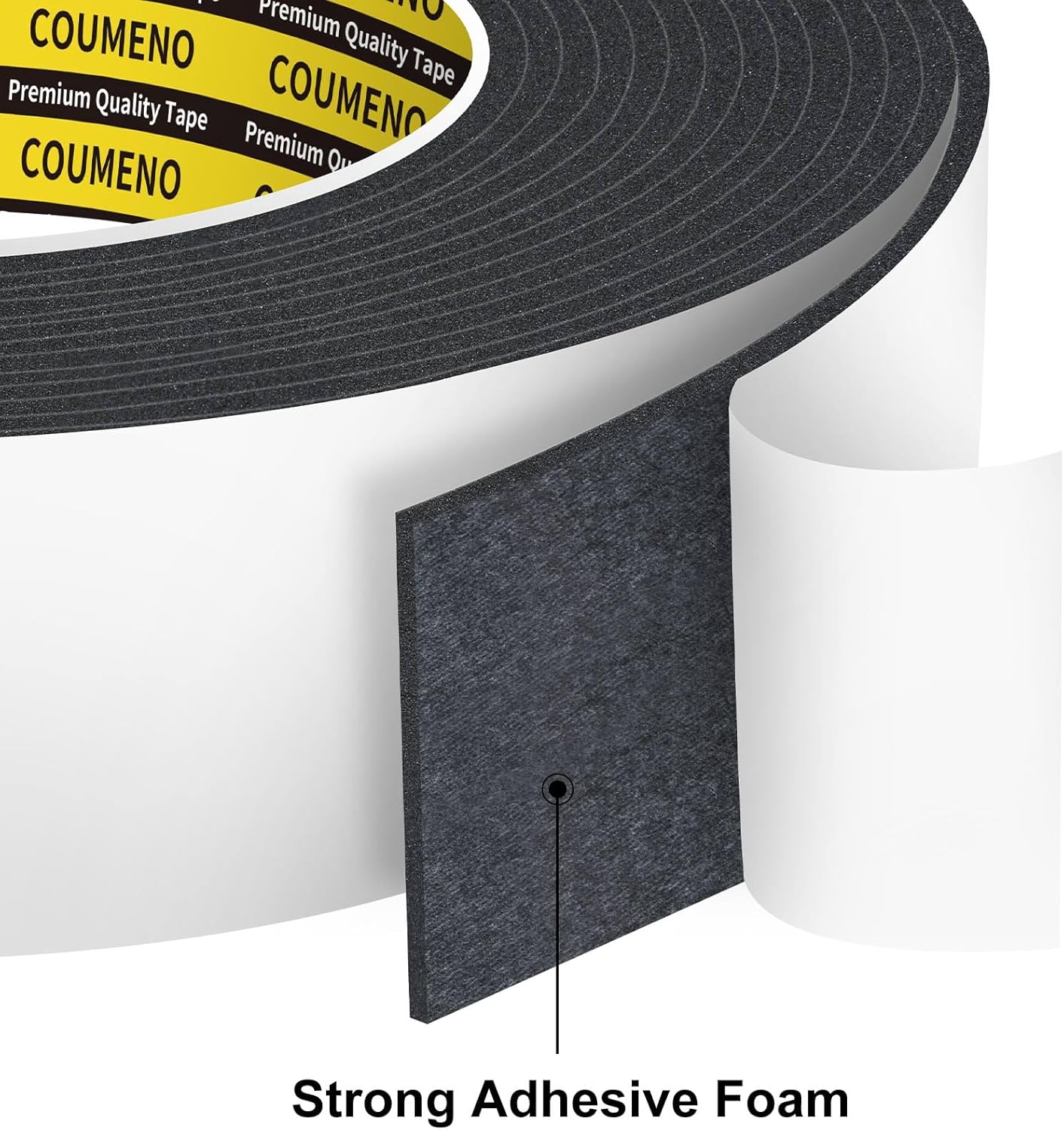 Single-Sided Adhesive EVA Foam Tape 2inX10FT,Black Foam Weather Stripping,Door Seal & Window Insulation Tape,Waterproof Sound Proof Seal Strip for Doors,Windows,Garage Door & Gap Sealing