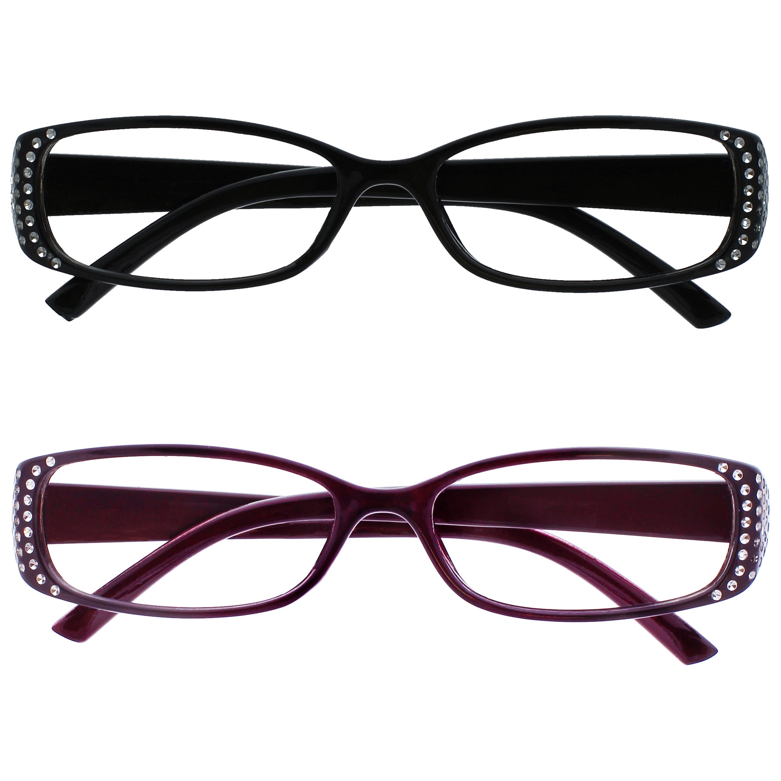 The Reading Glasses Company Black & Black Purple Diamonte Style Readers Value 2 Pack Womens Ladies RR93-15 +3.50