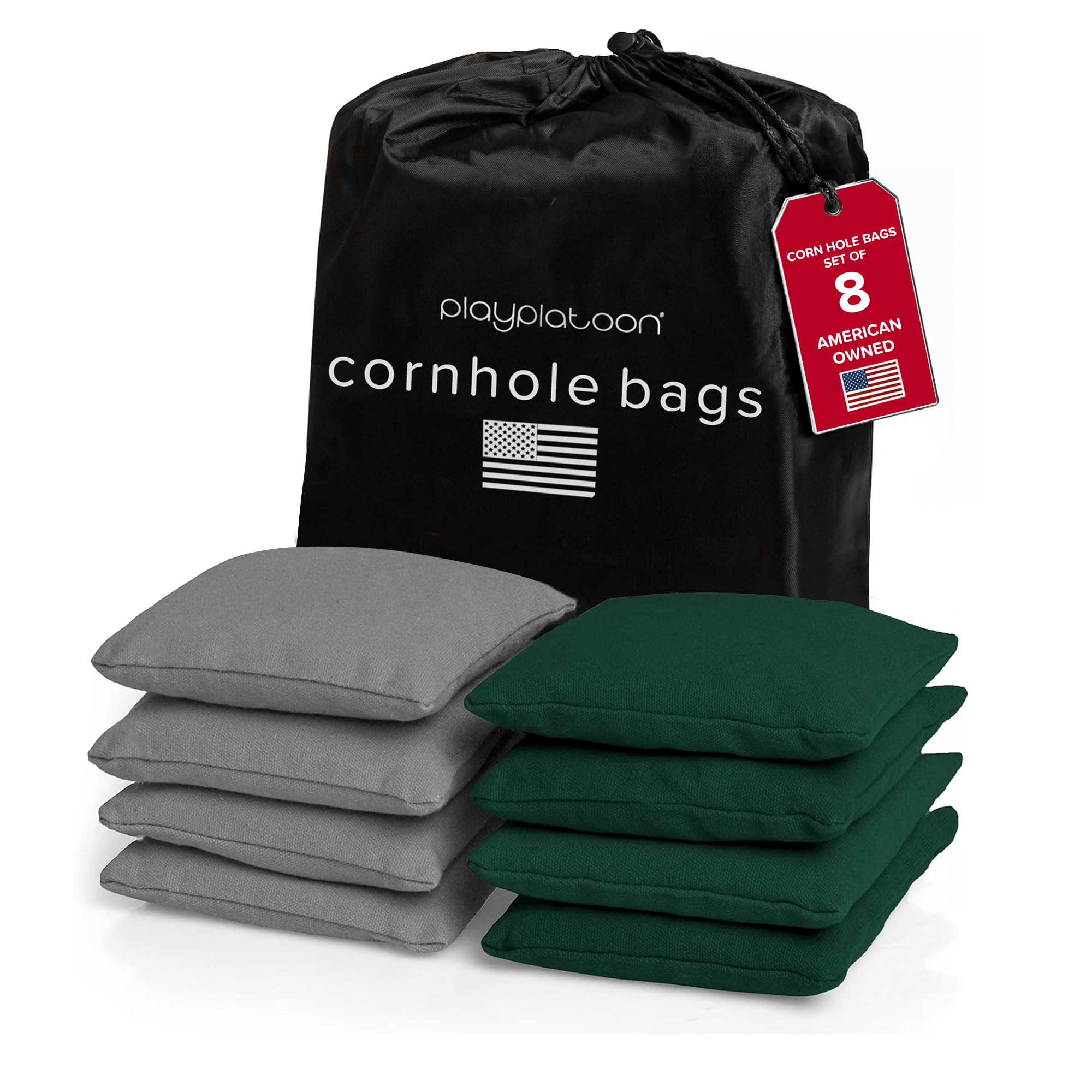 Play Platoon Cornhole Bags Set of 8 Regulation Size &amp; Weight Duck Cloth
