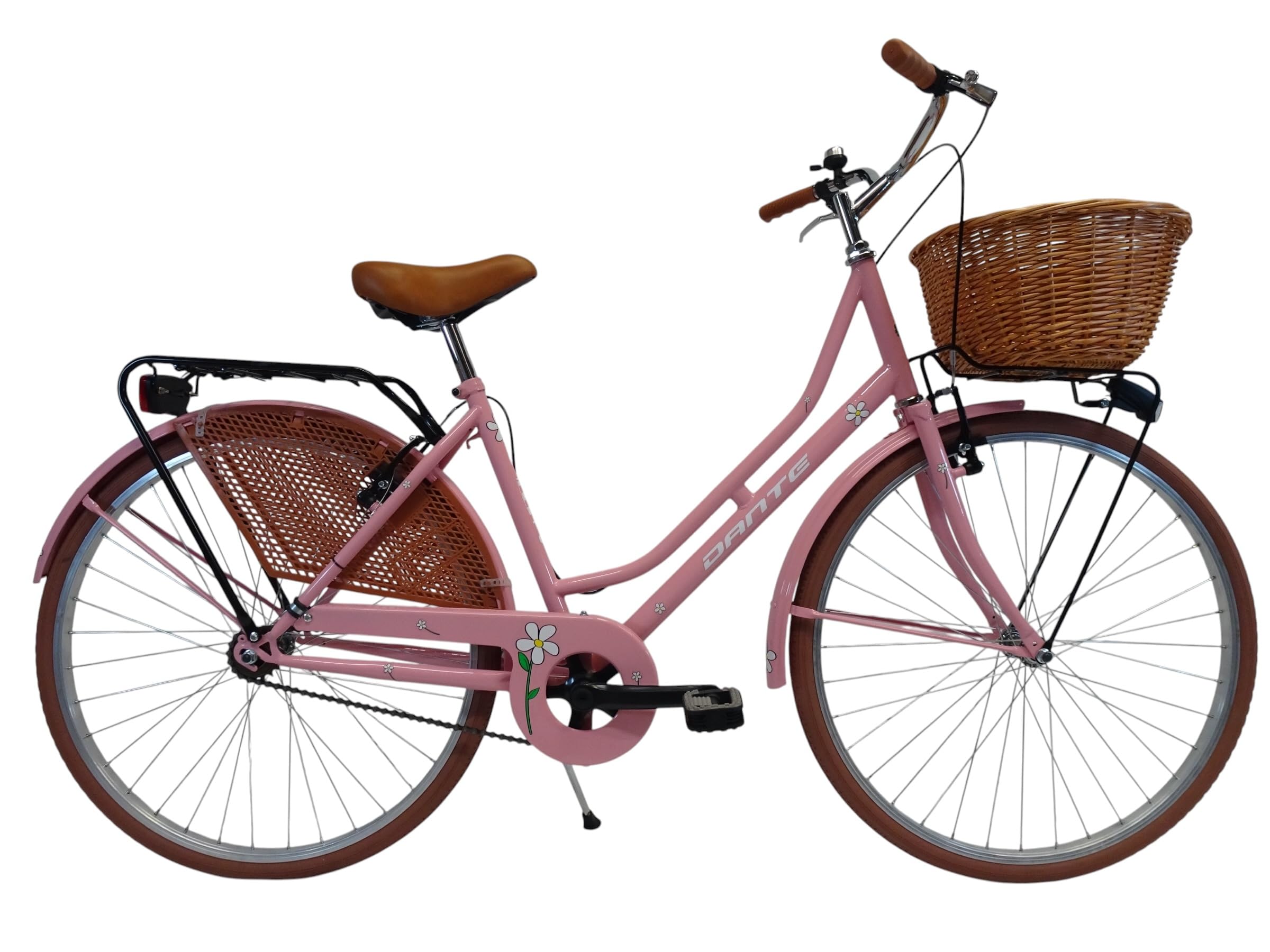 Bicicletta donna da città per passeggio Olanda 26, classica stile retrò ad una velocità, con particolati miele e cestino anteriore in vimini