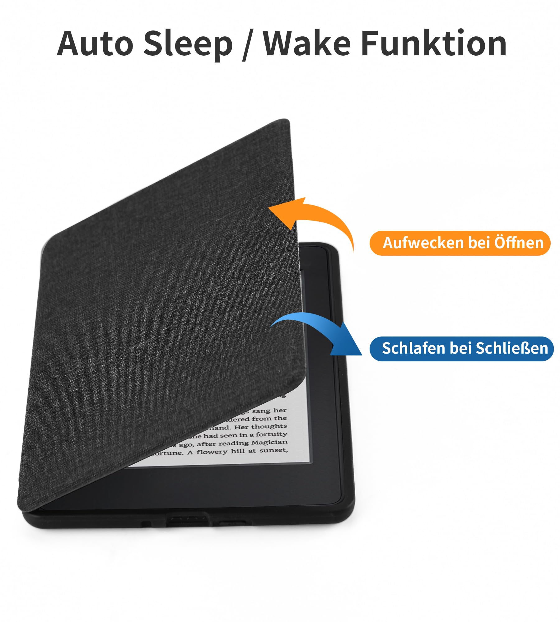 Étui à Rabat magnétique Compatible avec Kindle Paperwhite 2012-2017 (7e/6e/5e génération, numéro de modèle : EY21, DP75SDI) avec dragonne et Fonction Veille/réveil Automatique, Noir