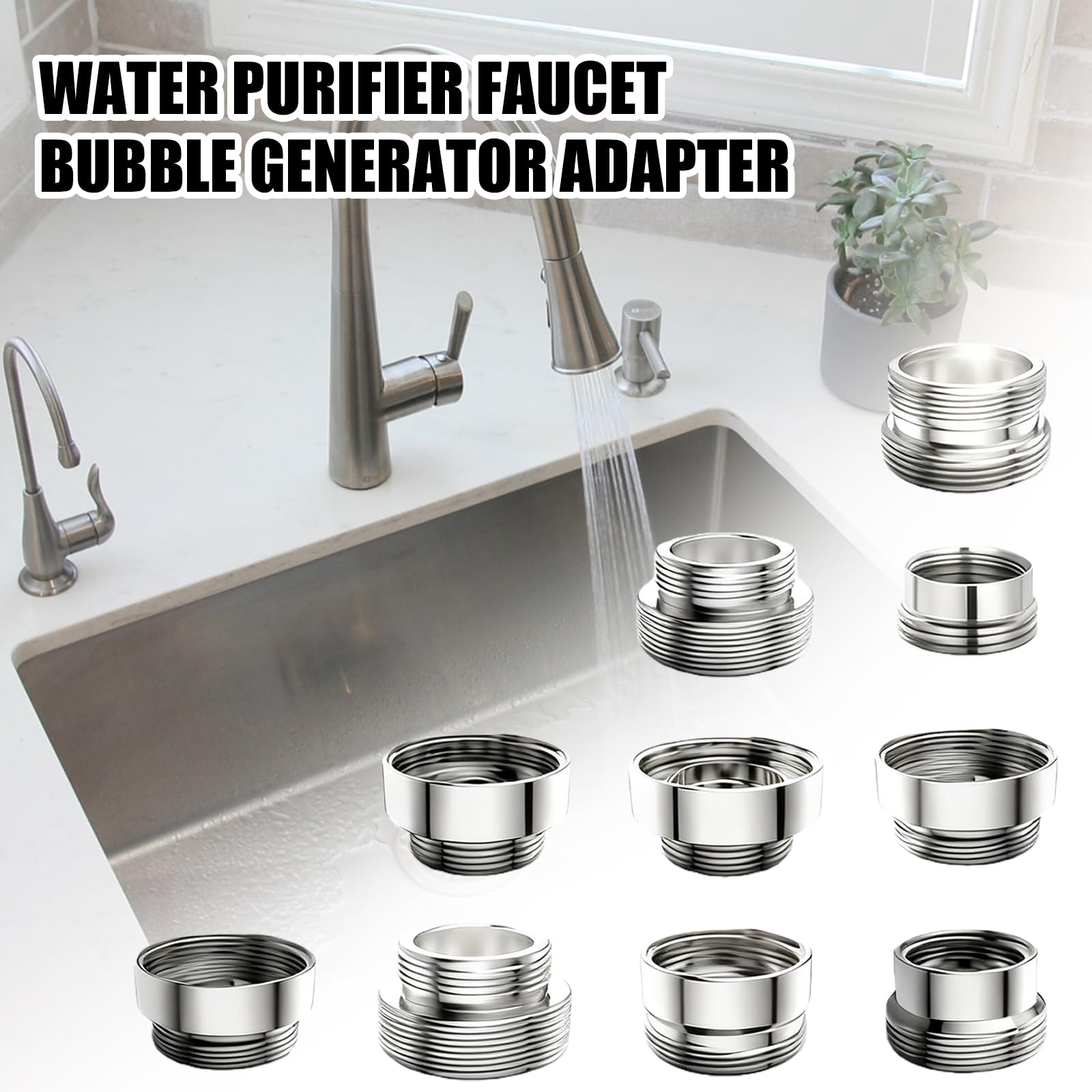 Set di 16 adattatori per rubinetto in metallo – Adattatori filettati per filtro acqua, tubo giardino e lavandino