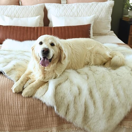 Miniatura 9 de Teton Pet Co. Manta impermeable para mascotas, protector realista de felpa de piel sintética para muebles, sofás, automóvil, cama, colchón, protege