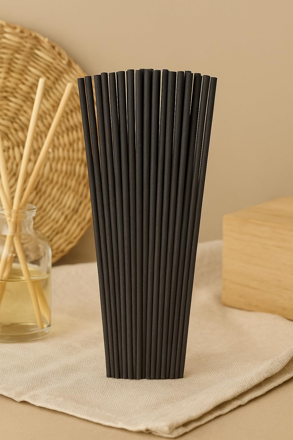 30 Adet Siyah Oda Kokusu Çubuğu Fiber Yumuşak Doğal Bambu Oda Kokusu Yedek Çubuk 24 cm