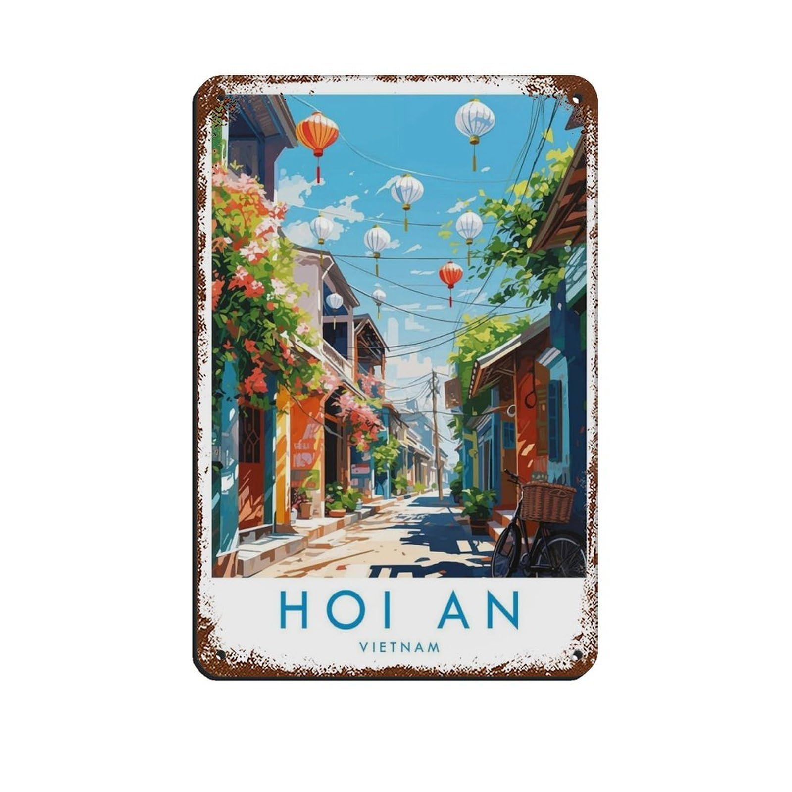 Hoi An Travel,Vietnam Travel Art Retro Poster Metal Tin Sign Chic Art Retro Iron Painting Bar People Cave Cafe Family Garage Poster Wall Decoration 8x12inch(20x30cm)
