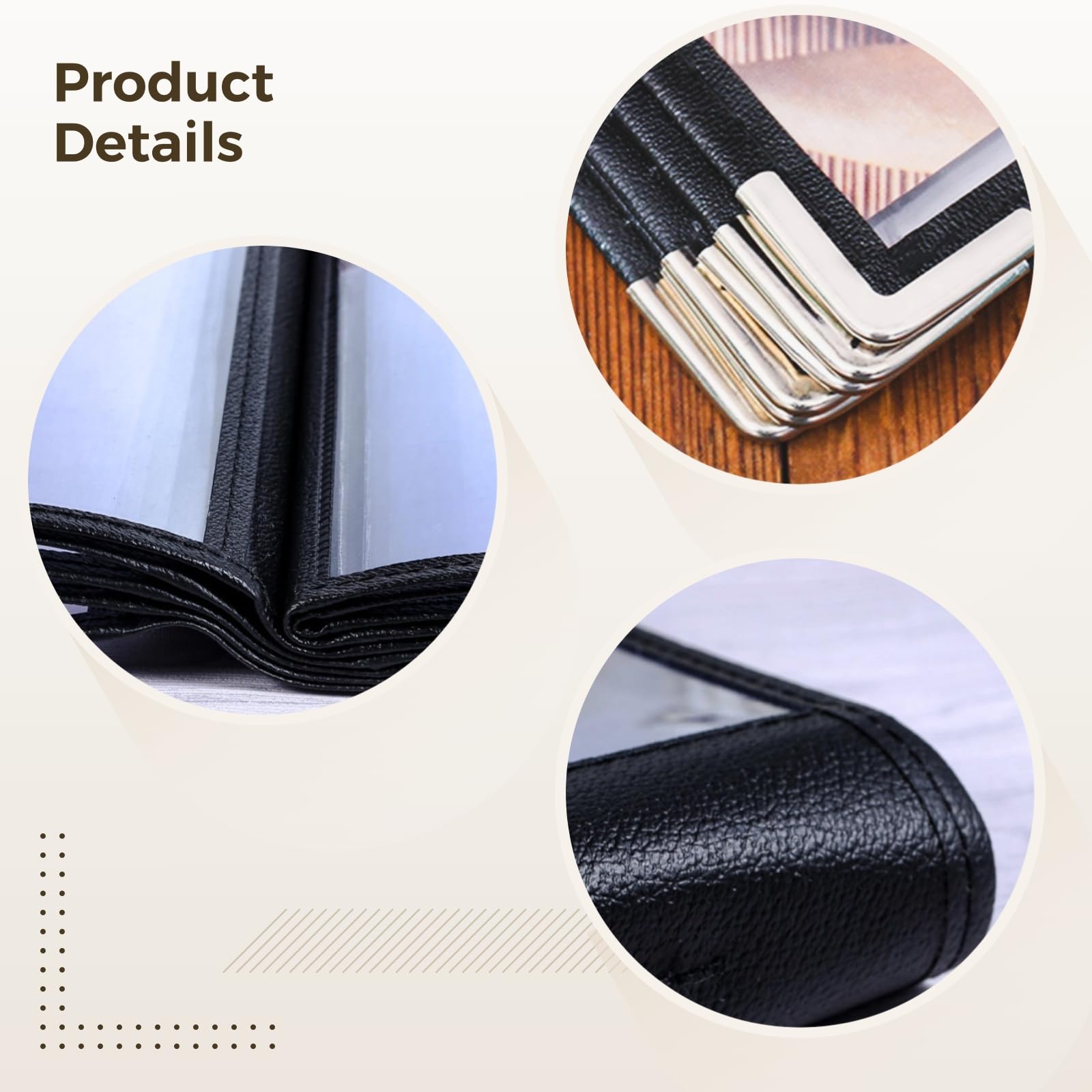 Carpetas de menú de PVC transparente, juego de 4, impermeables, borde negro, capacidad para 8 páginas, perfectas para restaurantes y cafeterías