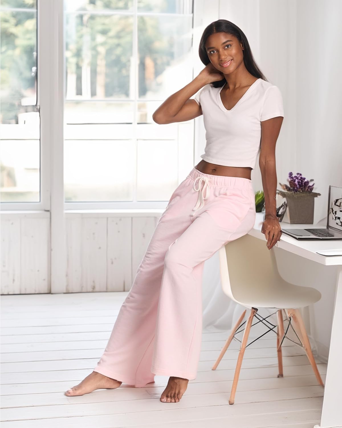 U.S. Polo Assn. Womens Sweatpants with Pockets, French Terry Womens Joggers Wide-Leg Sweats - Image 3