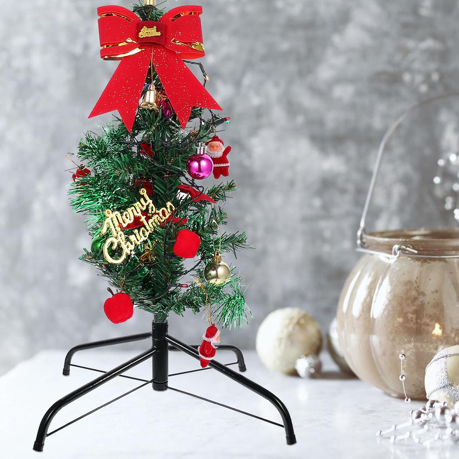 Christmas Tree Stand Metal Base 50cm for 2.2cm Pole Green Xmas Tree Holder Rack Suitable for Seasonal Décor