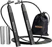 Corda de salto rápido para exercícios de boxe fitness – Alças de metal com pesos extras – Corda de aço de revestimento de PVC ajustável de 2 comprimentos, corda de velocidade de treino para