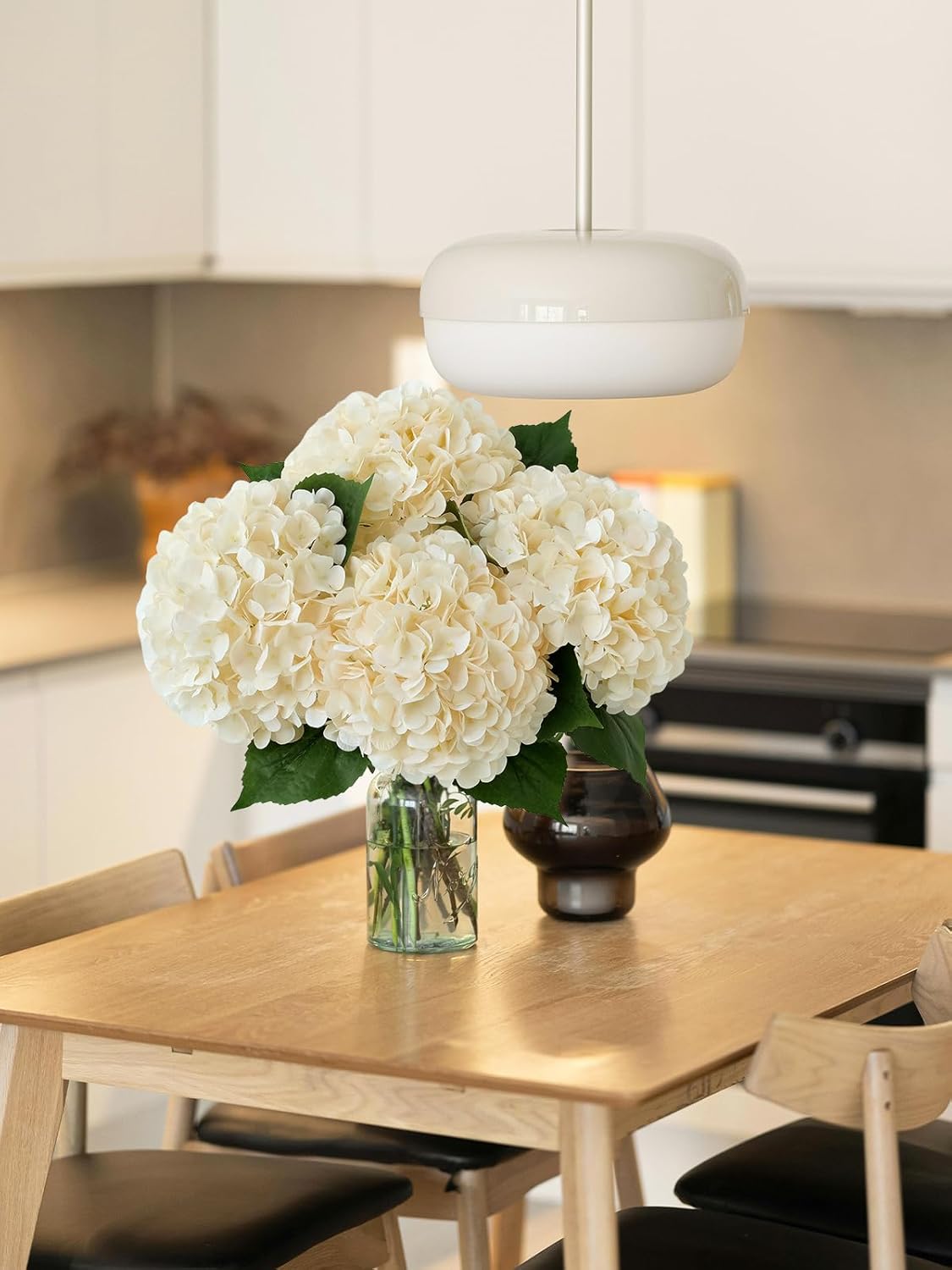 4 Pcs Hydrangeas Artificial Flowers, 20 inches Large Lifelike Fake Silk Flowers, Faux Hydrangeas Flowers for Wedding Home Party Decor Baby Shower Table Centerpiece (Champagne) - Image 3