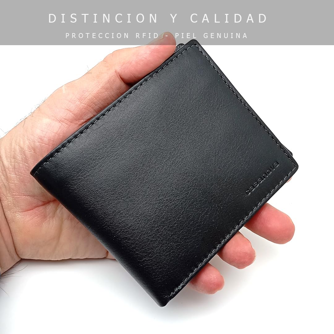Cartera Hombre Piel Americana SIN Monedero - Hecho a Mano - 10094 Negro