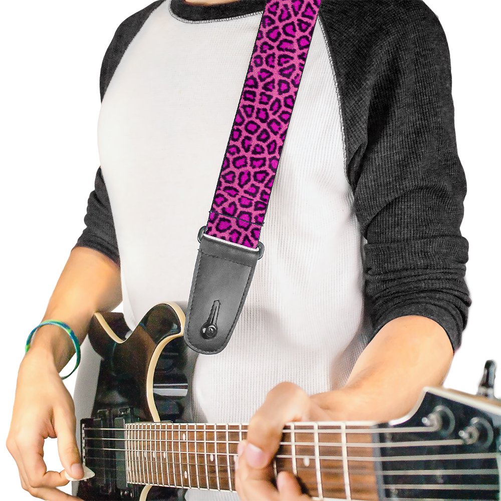 Buckle-Down Correa para guitarra Leopardo Rosa Fucsia 2 pulgadas de ancho (GS-W31201)
