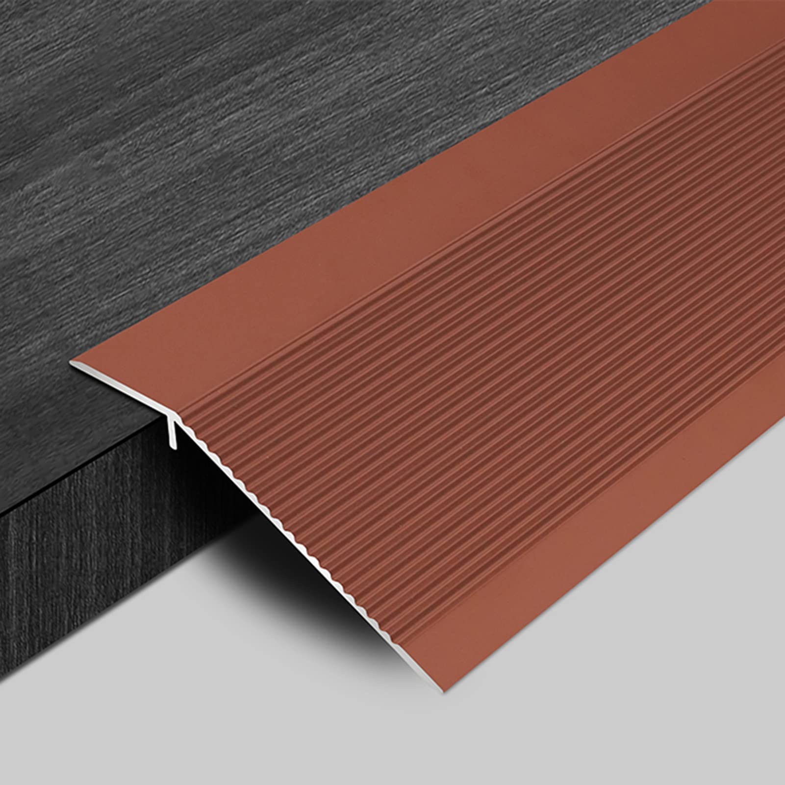 Aluminum Alloy Gap Covering Joining Strips,Transition Strip Doorways Threshold Reducer Edging Trim Strip, Smooth Transition Threshold Strips, Height Difference(Dark Red)