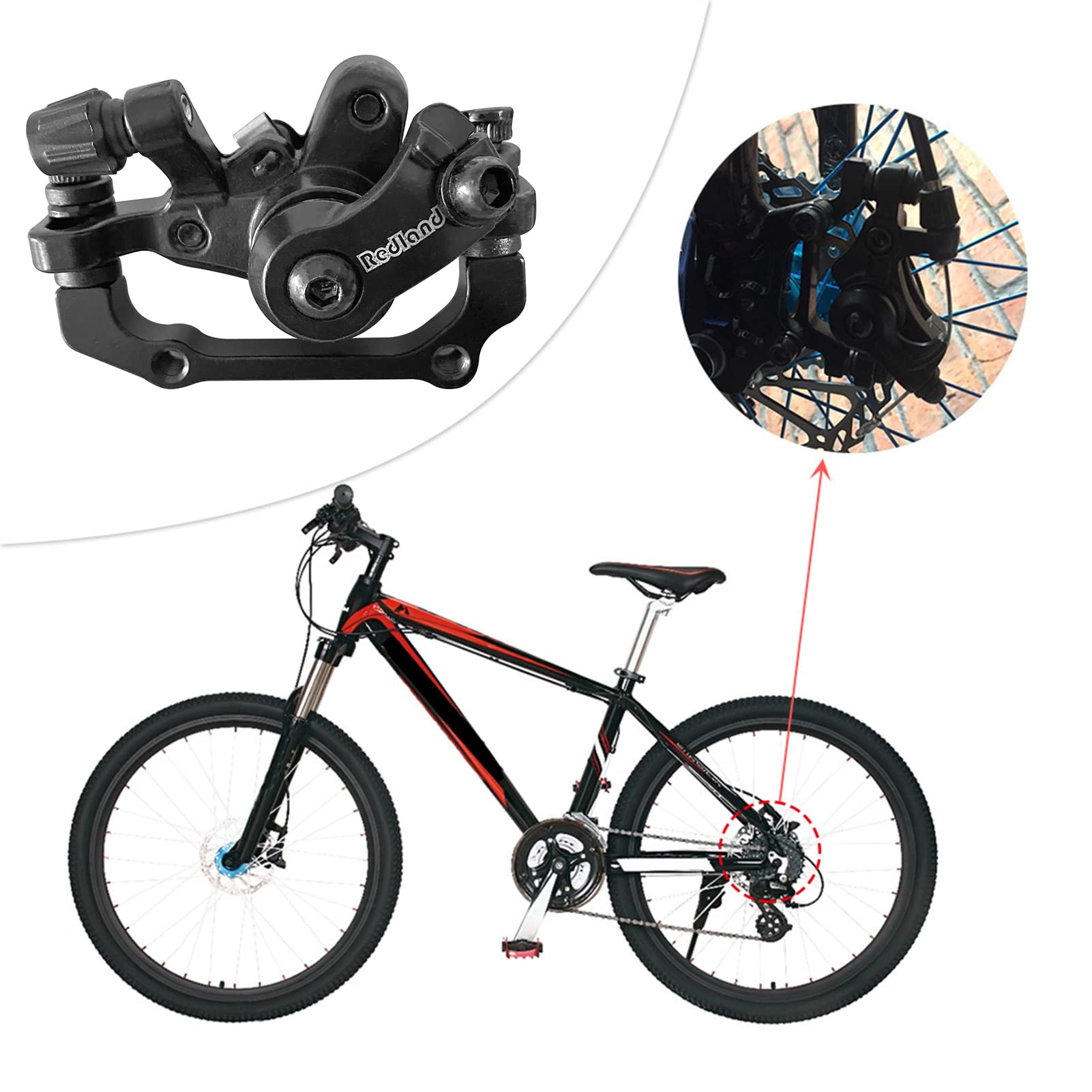 étrier Frein Avant Arrière Vélo Étrier De Frein Mécanique Vélo (Avant/ Arrière) - Alliage Aluminium, Pour Disques 160/180mm, Puissant étrier Alliage Aluminium