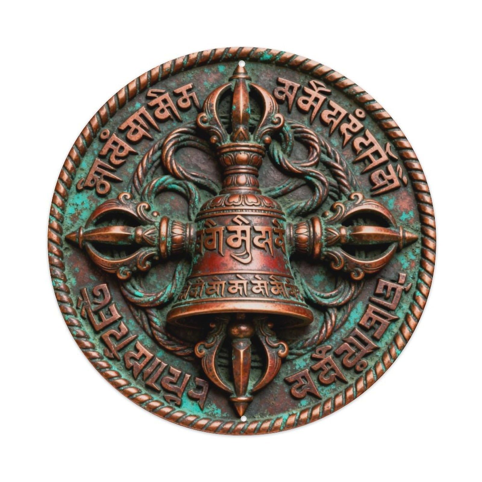 Tibet Vajra Dorje Tibetan Rune Metal Tin Sign Plaque