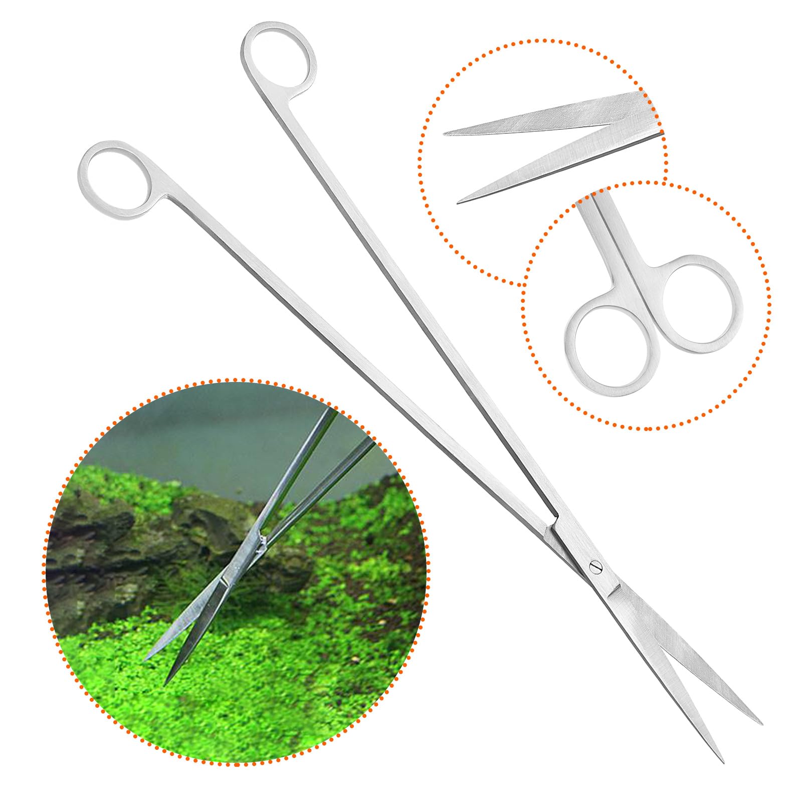 6 PCS Kit de herramientas de acuario Acero Inoxidable Acuario Tanque de Agua Planta Pinzas Tijeras Plantas Acuáticas Pinzas Tijeras Espátula Juego de Herramientas de Limpieza