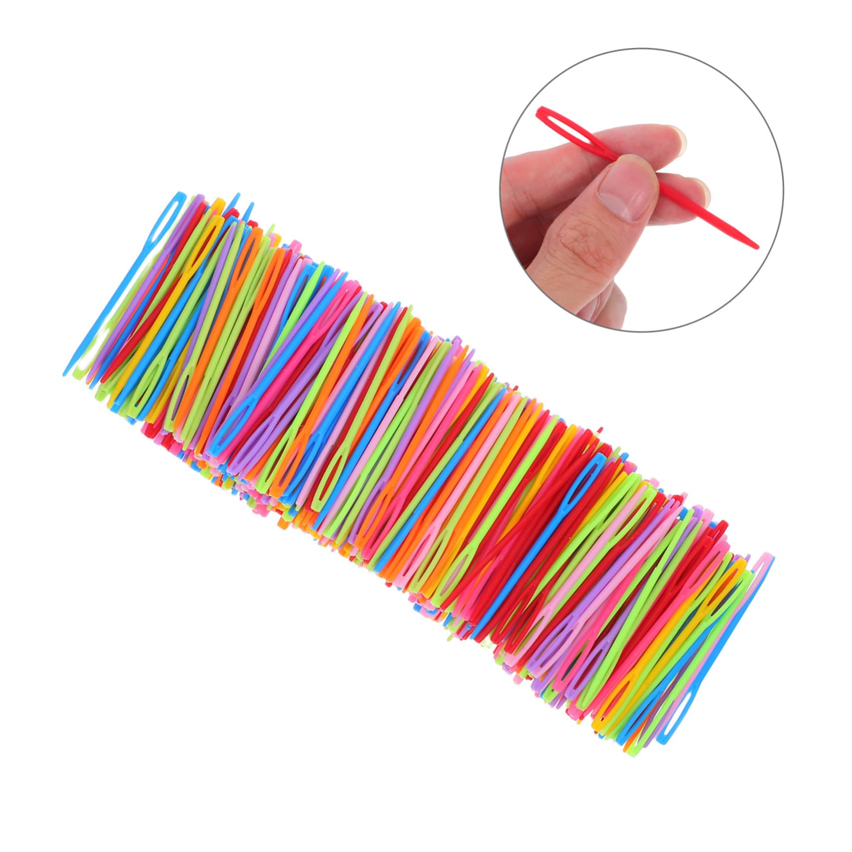 Anneome 2000 Piezas Unidades Agujas de Coser de Plástico Gruesas y Coloridas Ojo Grande para Hilo Grueso y Proyectos de Punto y Ganchillo Herramienta Ligera para Manualidades