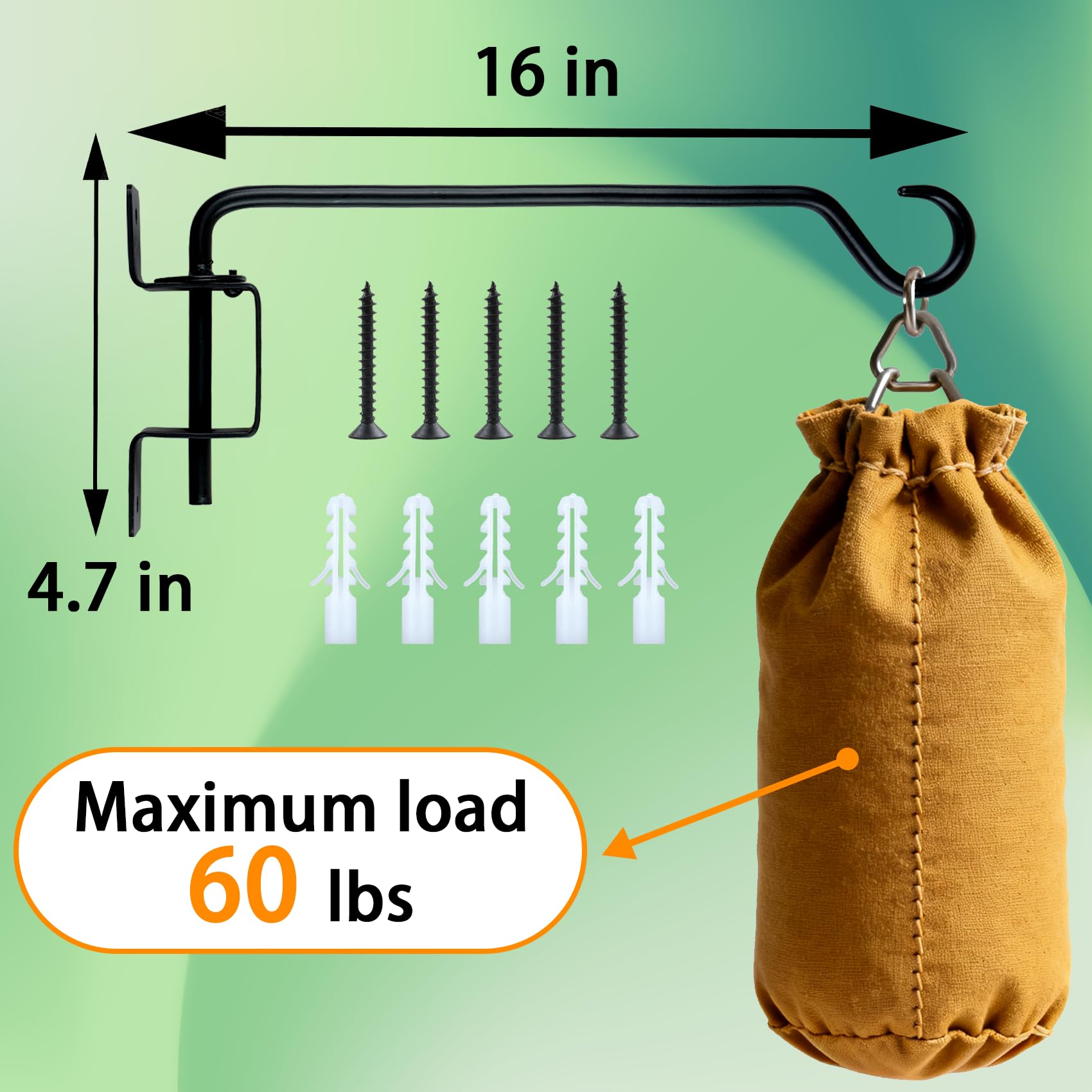 40,6 cm Schwenkbarer Pflanzenaufhänger 2 Stück - Robuste Wandhalterung Pflanzenhalterungen mit 360° verstellbarem Haken, rostbeständige Metall Outdoor Pflanzenaufhänger für Blumenkörbe