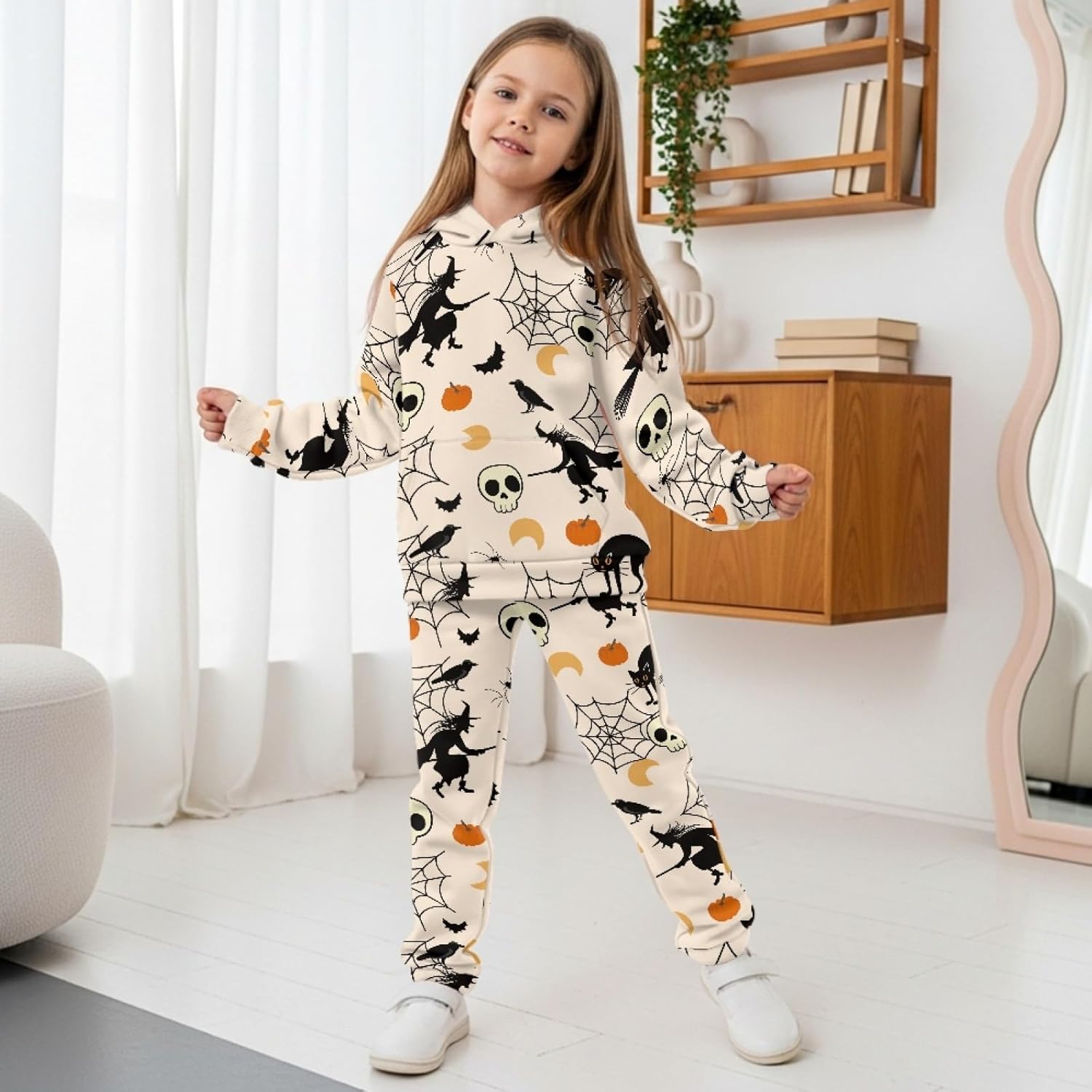 Girls Sweatsuit Set Size 5-12 2 Piece Kids Sweatshirt and Jogger Sweatpants Outfits Halloween Boys Sweat Set