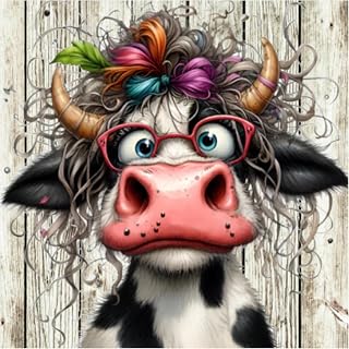Highland Cow Diamond Art Kits for Adults, Cow Diamond Painting Kits for Adults Beginners, 5D Diamond Dot DIY Crafts for Home Wall Decor Gift 14 x 14 inch