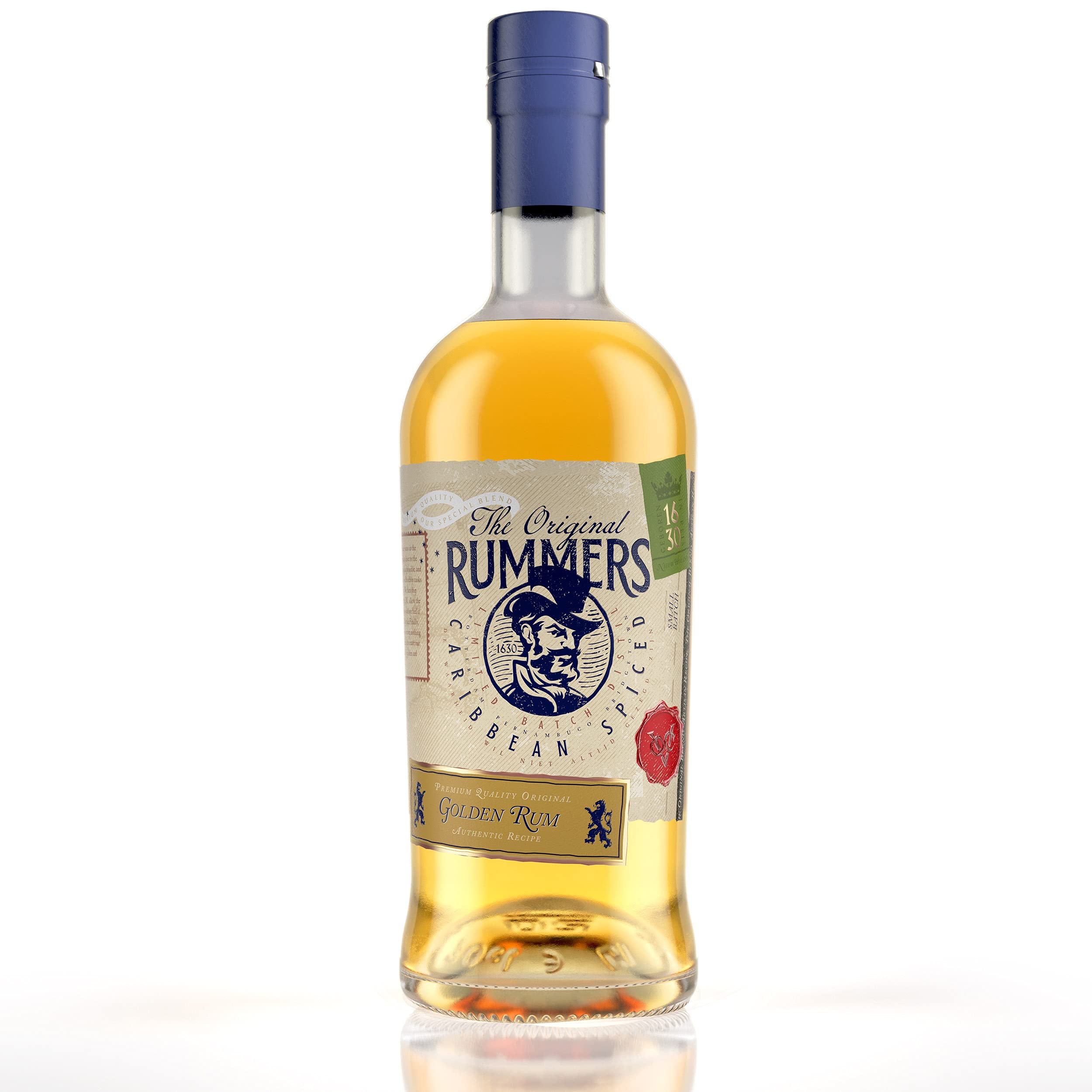 Golden Rum 70cl by Dutch Rummers (ABV 40 Percent), Three-Year-Old Caribbean Rum – Jamaican Rum and Rums Blended from Brazil and Dominican Republic – Rested in American Oak Barrels