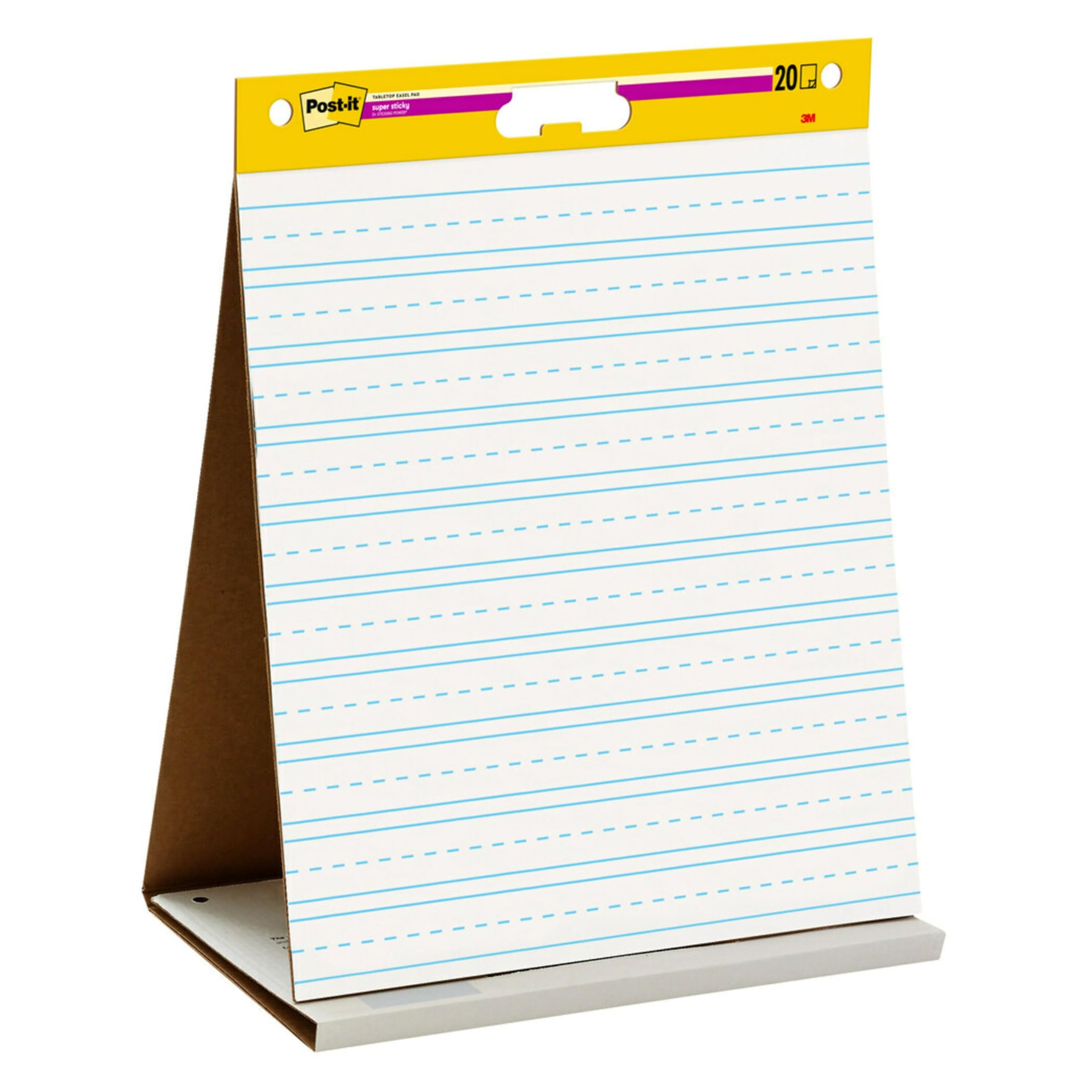 Post-It Chevalet de table Pad, 20 x 58,4 cm, 20-sheets/Pad, White with Primary Lines, 20 x 23 in