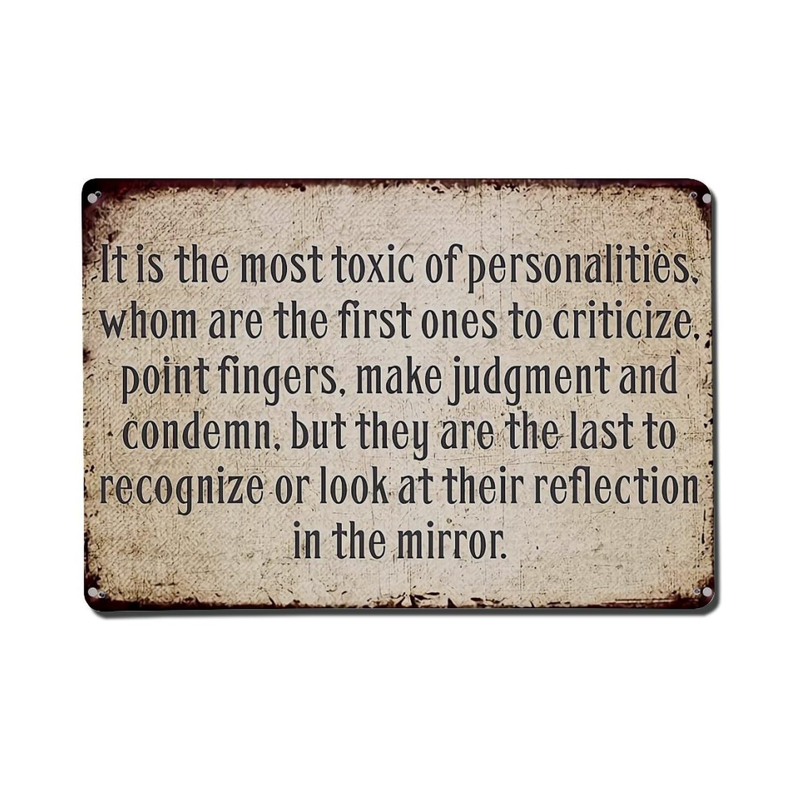 Jdfenggu Vintage Toxic Personalities Quote Text Print Retro Metal Tin Sign, Metal Poster For Bar, Home, Man Cave, Kitchen, Laundry Room Art Decor 8X12 Inch