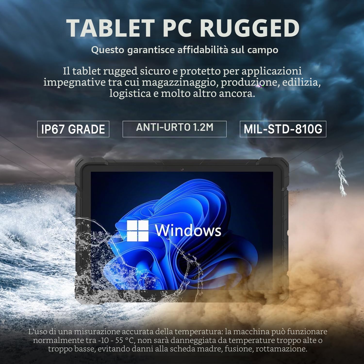 Tablet rugged, Win 11 N100 8 GB RAM 128 GB ROM, tablet industriale da 10,1 pollici, con batteria da 8000 mAh/7,6 V, SIM 4G/GPS/WiFi 5/BT5.0/FHD per lavoro all'aperto