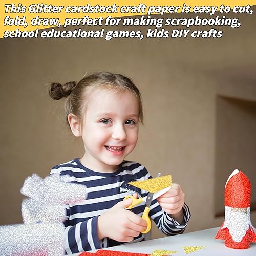 Miniatura 4 de Cartulina de colores con purpurina, 150 hojas, 8.5 x 11 pulgadas, papel brillante de cartulina de 25 colores surtidos, papel de construcción de 250