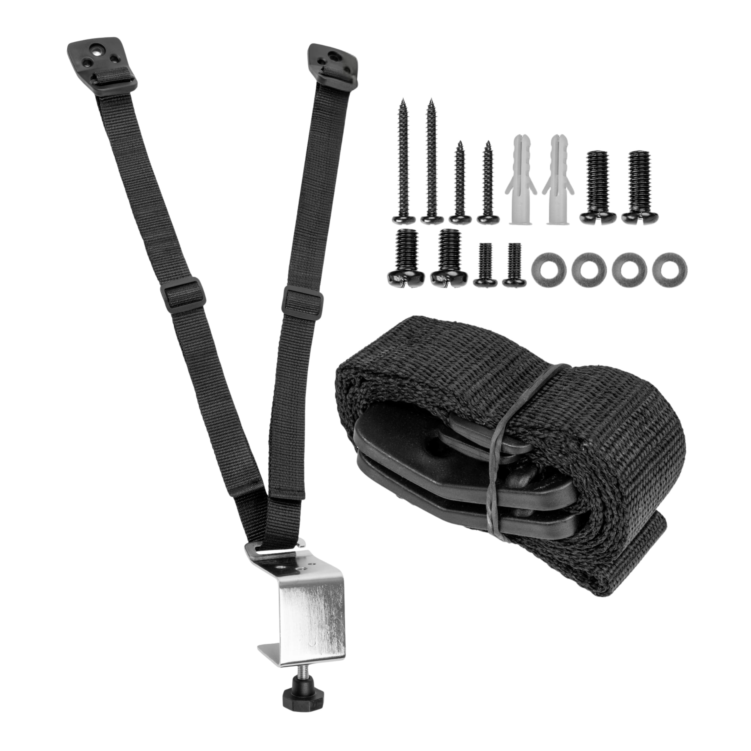 TV Kippsicherung zum Verschrauben, 1 Set, Schwarz, für Röhrenfernseher, Flachbildfernseher, einfach zu aktivieren-deaktivieren, für Kleinkinder, Haustiere, inkl. Schrauben, Kippschutz Television