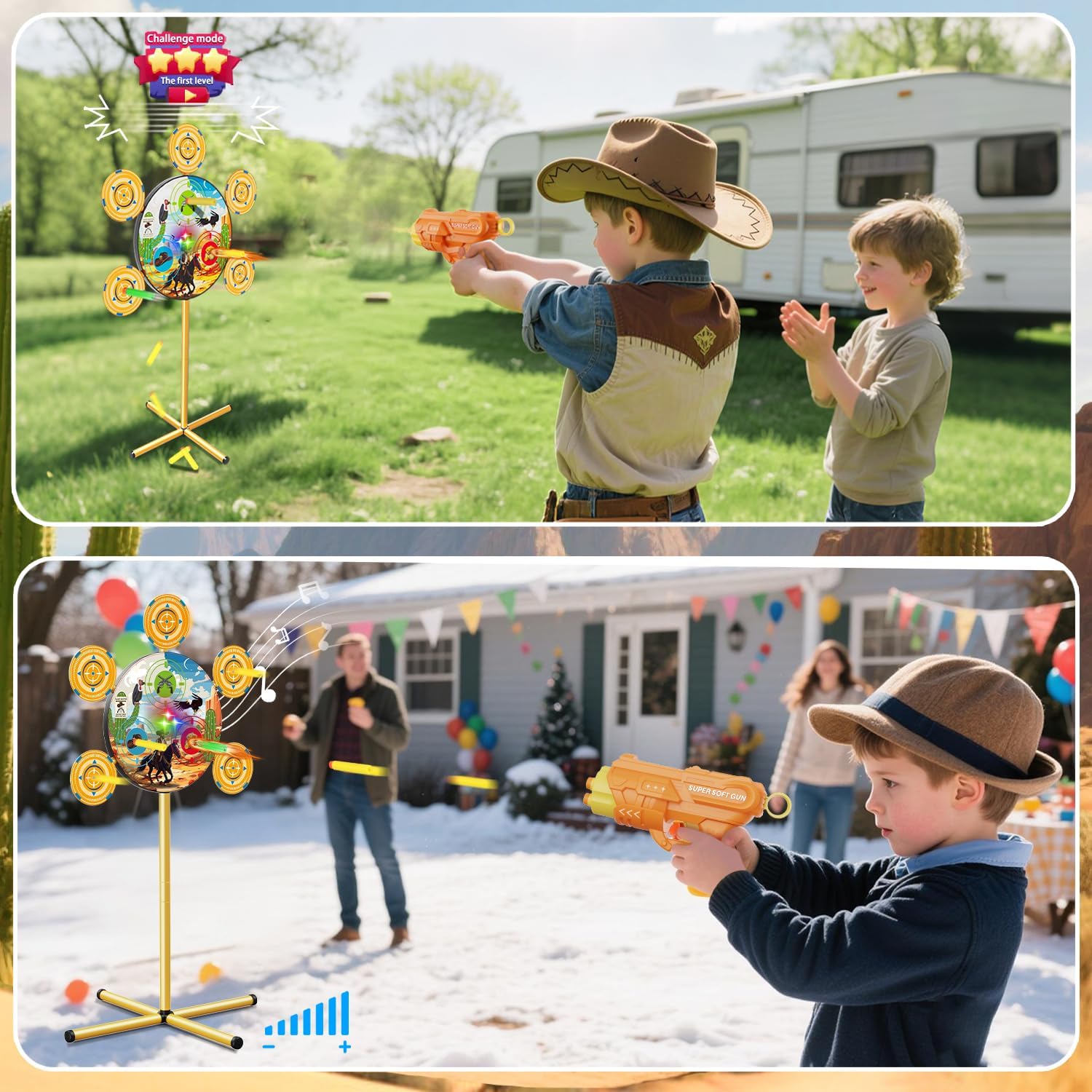 Shooting Game Toys for Ages 3 4 5 6 7 8 9 10+ Year Old Boy, Digital Shooting Target with 40 Soft Foam Dart and 2 Toy Guns Indoor Outdoor Sports Games Birthday Xmas Easter Gifts Toys for Kids 5-7 8-12 Yellow image 2 of 10 B0DRCL7XC5
