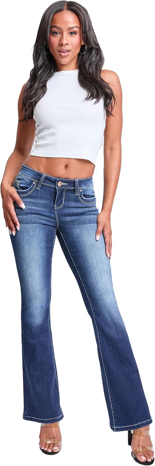 YMI Womens YMI Jeans Women's Wannabettabutt Low Rise Embroidered Flare Jeans - Image 4