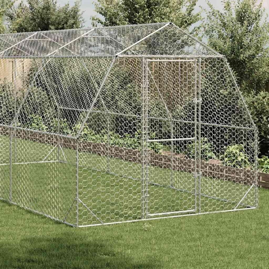 vidaXL Kurnik dla kur, 2,5x6x2,25 m, stal