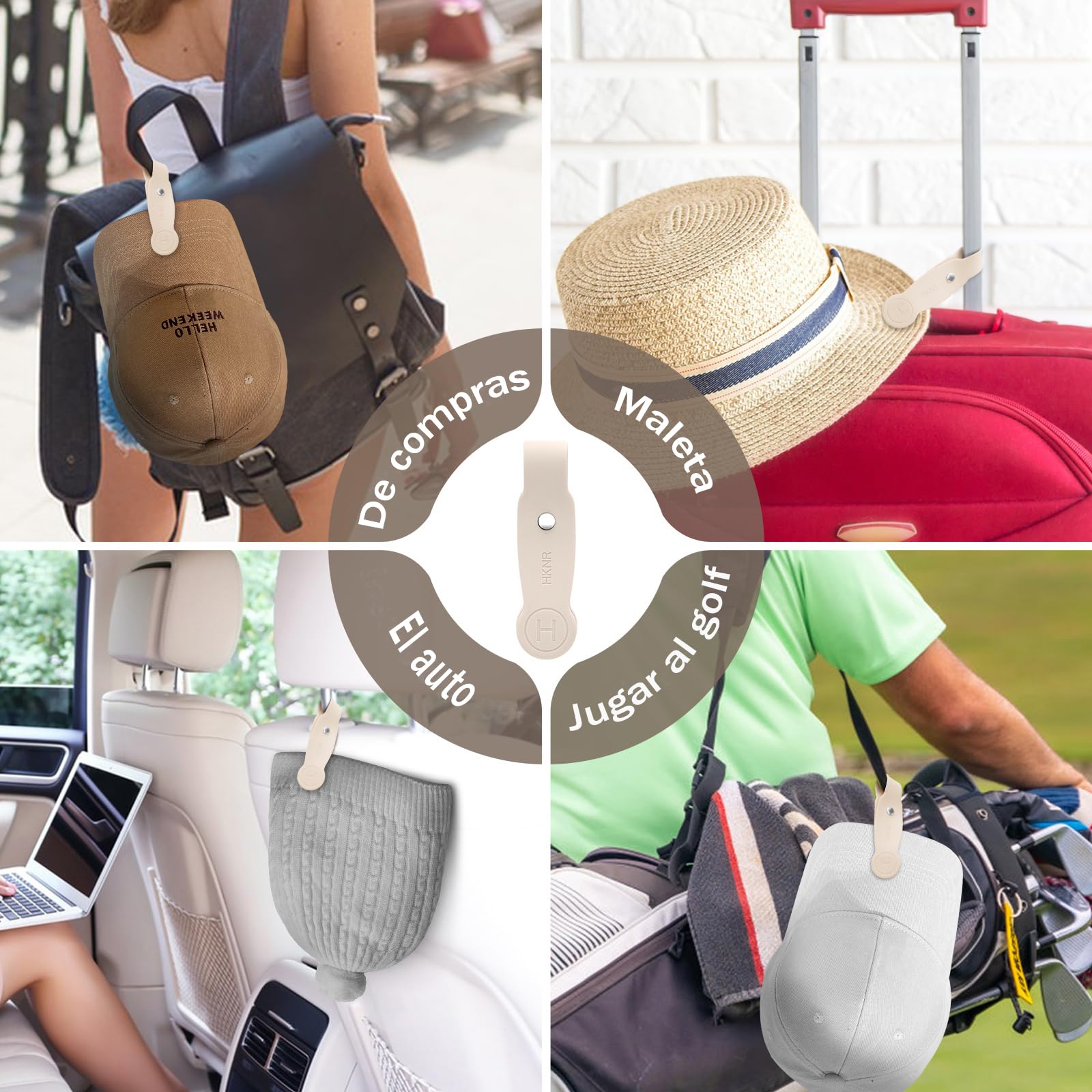 Clip De Sombrero De Viaje, Clip De Sombrero Magnético Fuerte, Adecuado para Bolsas De Viaje, Mochilas, Maletas, Billeteras, Bolsos, Manos Libres Accesorios De Viaje De Sombrero (Beige)