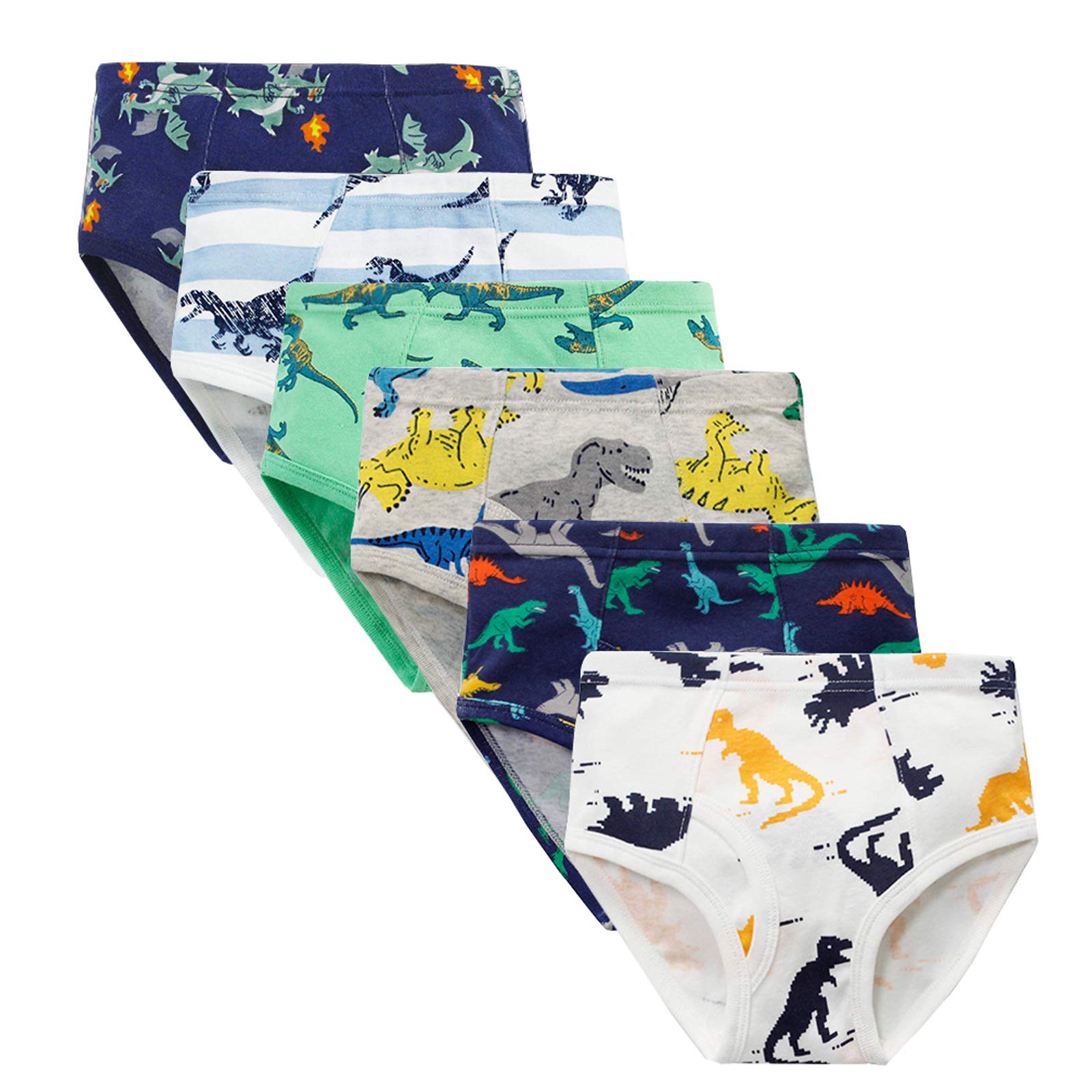 100 Cotton Little Boys Briefs Soft Dinosaur Truck Toddler Underwear