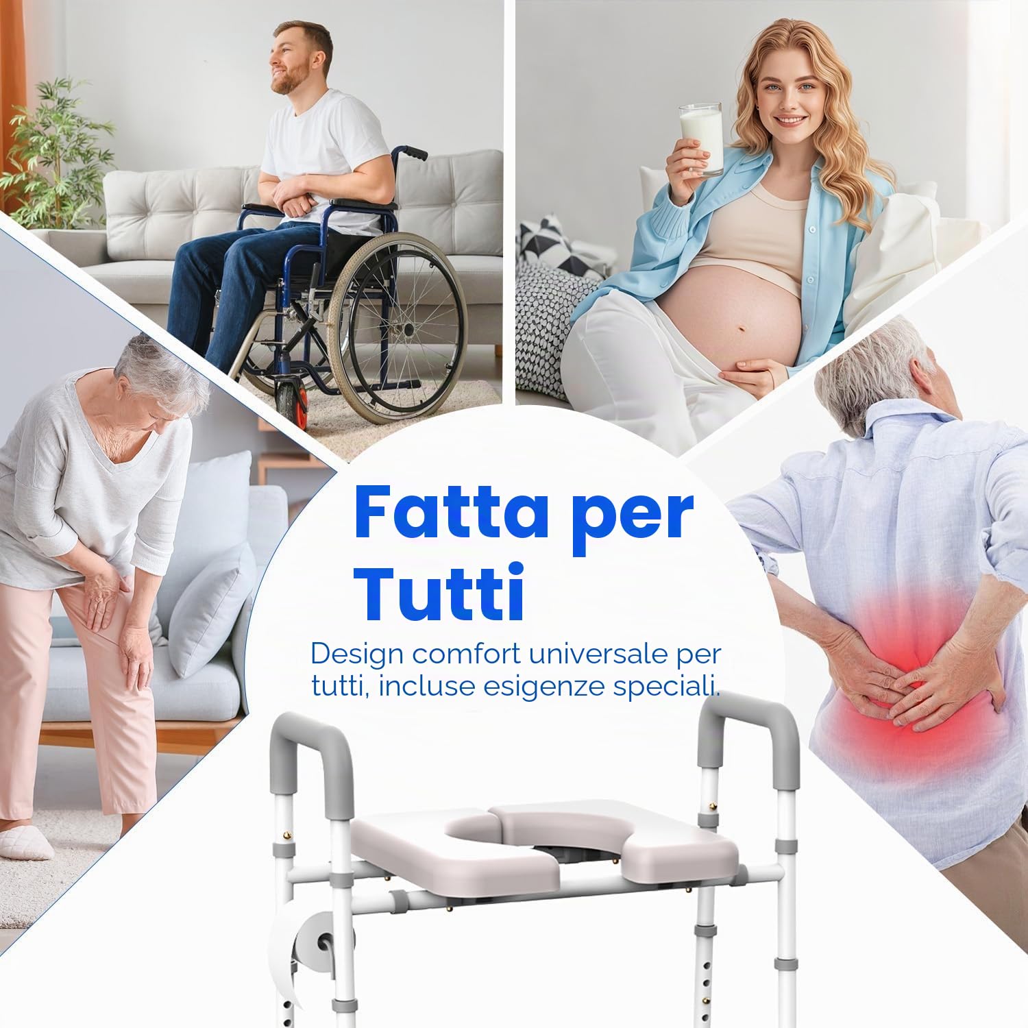 Agrish Sedile WC Rialzato con Braccioli | Regolabile in altezza e larghezza, sedile rialzato per anziani e disabili, adatto per ogni tipo di WC