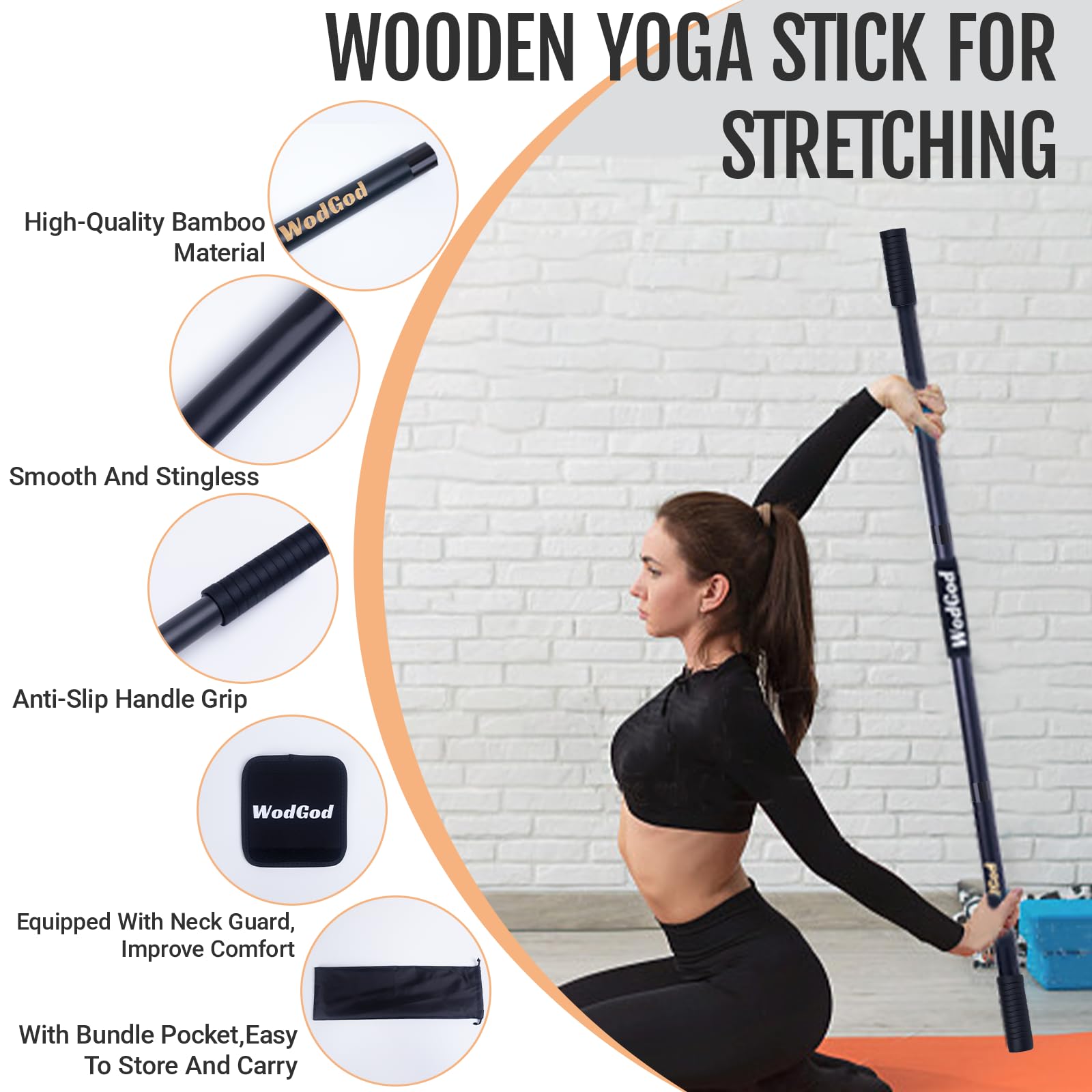 Stratching Sticks Posture Stick Yoga Stretching Stick Adjustable - 5ft Steel Stretch Bar ...