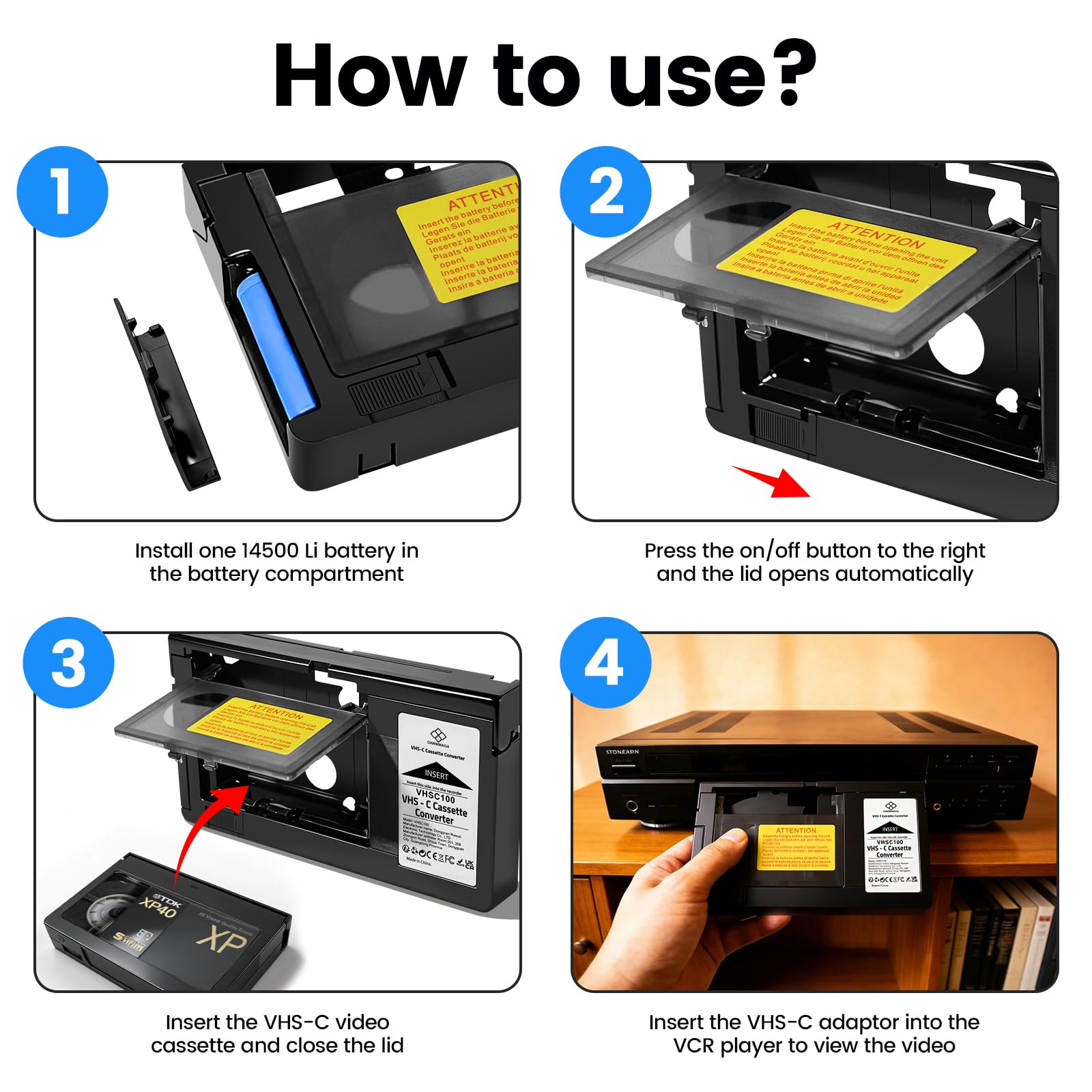 Amazon | OAWMWAOA 電動VHS-C カセットアダプター 12mm SVHS VHS-C to