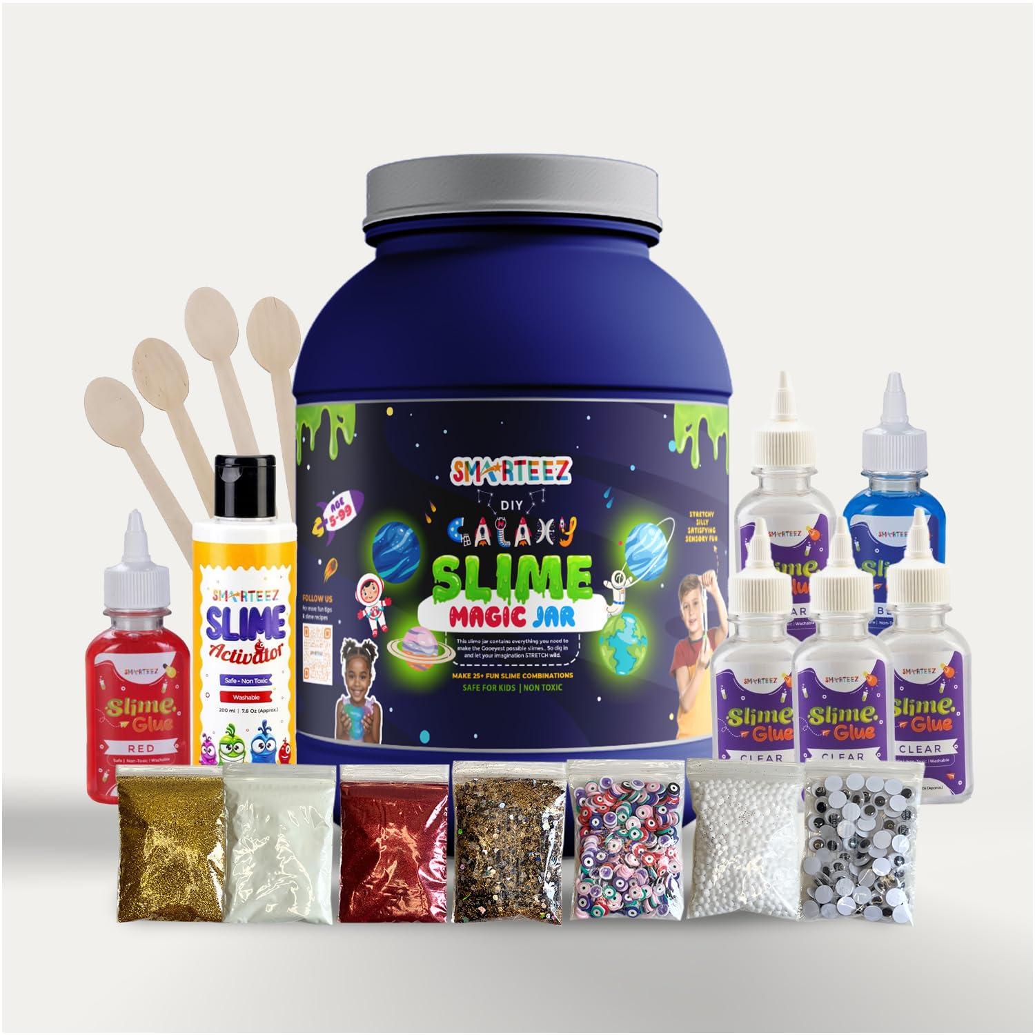 SMARTEEZ Galaxy Slime Magic JAR | Galaxy Slime KIT | Slime Making KIT | 25+ Combinations | Glow in The Dark | Metallic | Non Toxic | Safe | Kid Friendly | Jelly Putty Toys