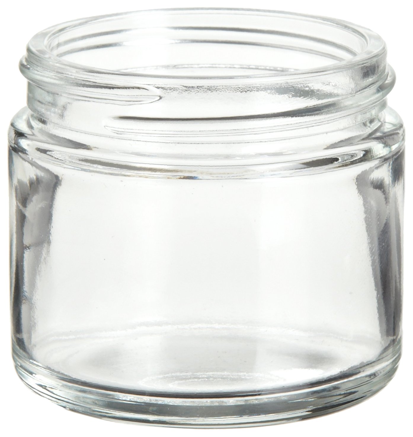Wheaton W216919 Clear Glass 2oz Straight Sided Jar, without 53-400 White Polypropylene Poly-Vinyl Lined Screw Cap (Case of 144)