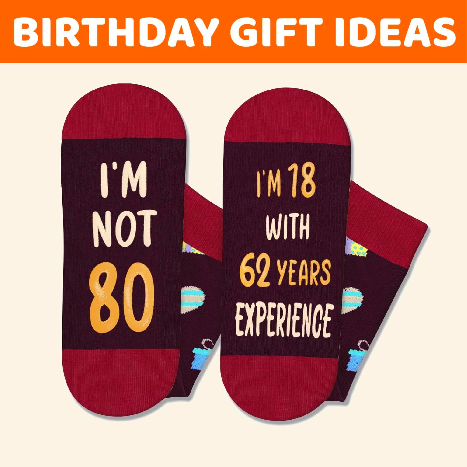 HAPPYPOP Birthday Gift Idea for Women - Socks for 80 Year Old Elderly Men, Present with Card - Image 5