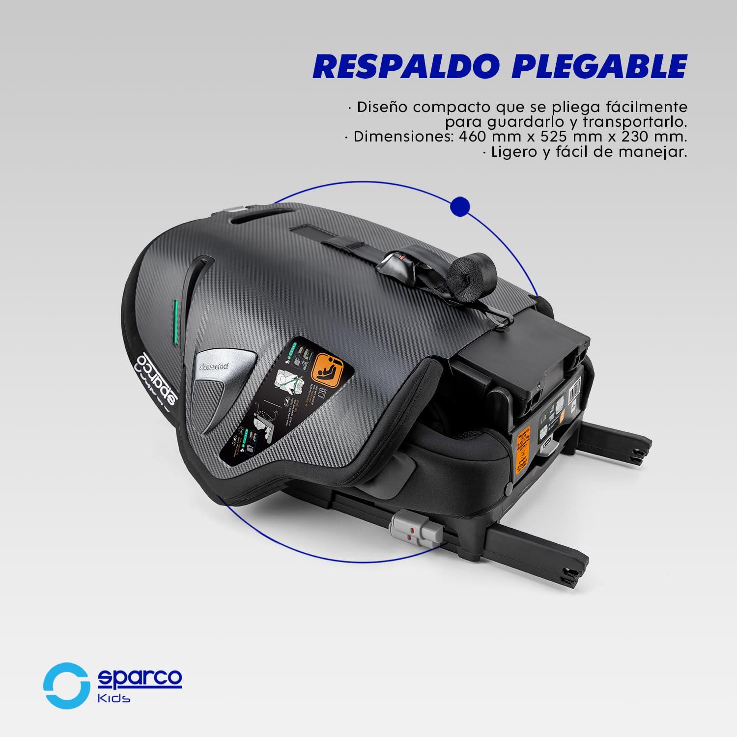 Sparco Silla de Coche i-Size SK8000IBK para Niños 76-150 cm Homologación ECE R129/04 con ISOFIX y Top Tether Reposacabezas Ajustable Respaldo Plegable y Arnés de 5 Puntos Color Negro