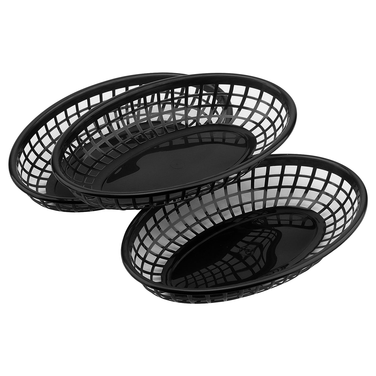 KEILEOHO Lot de 60 paniers ovales en plastique - 24 x 15,5 x 4,7 cm - Noir
