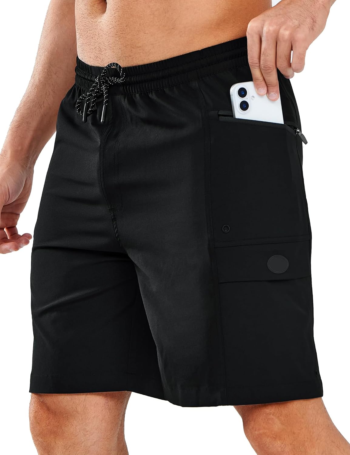 XuBa Mens Athletic Shorts Lightweight Elastic Waist Drawstring 7 inch Inseam Gym Workout Summer Short