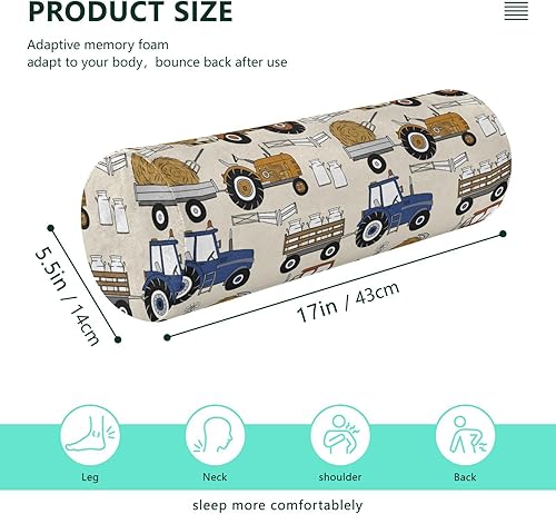 Miniatura 3 de Farm Tractor Bolster Pillow Yoga Bedding Essentials Round Neck Roll Pillow Small Round Pillow Pillow Cylinder Round Pillow Covers with
