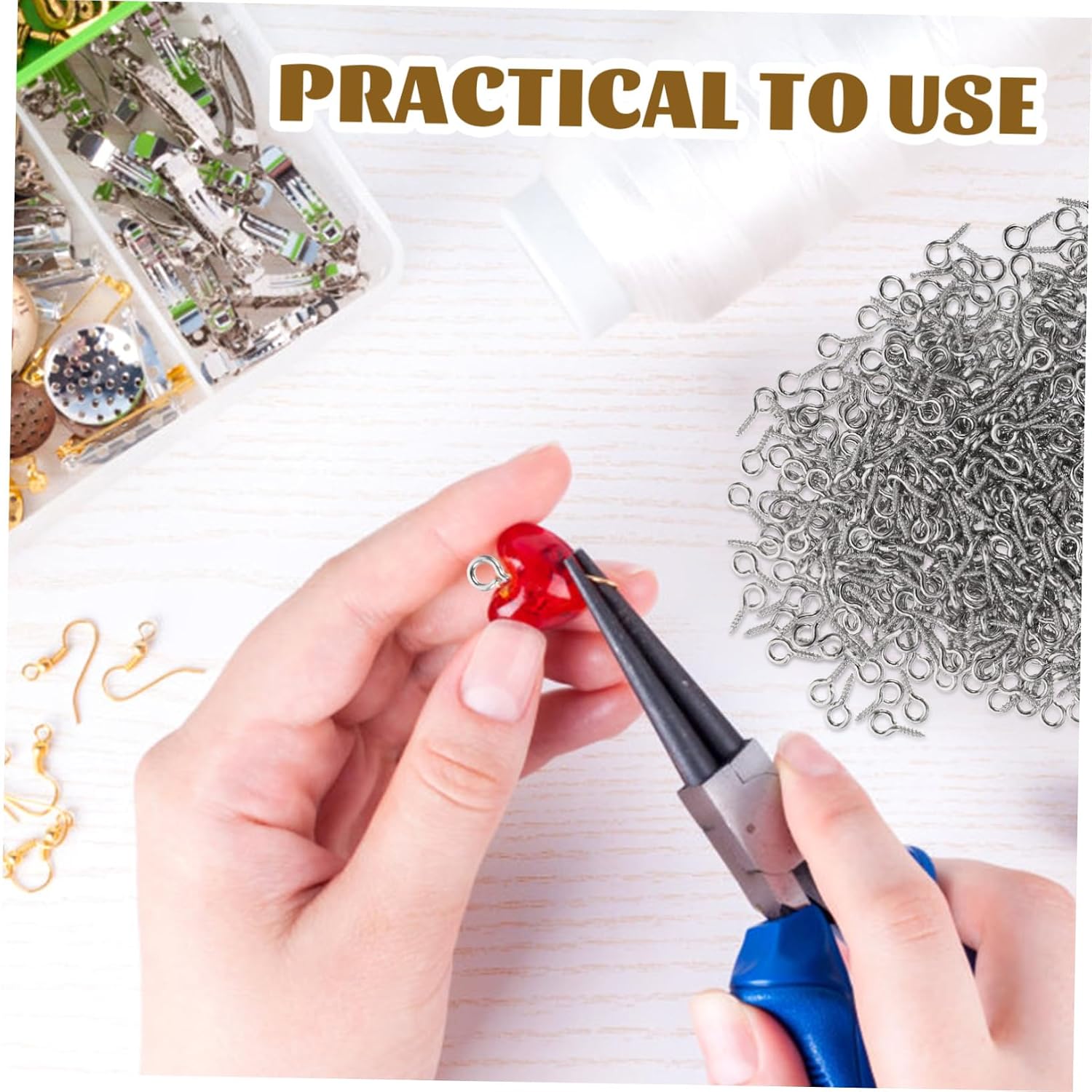 500pcs Mini Screw Eye Pins Jewelry Making Hooks for Crafting and DIY Projects