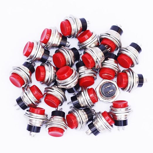 iEI Electronic Red Tactile 2 Pin Panel Push Button 6A